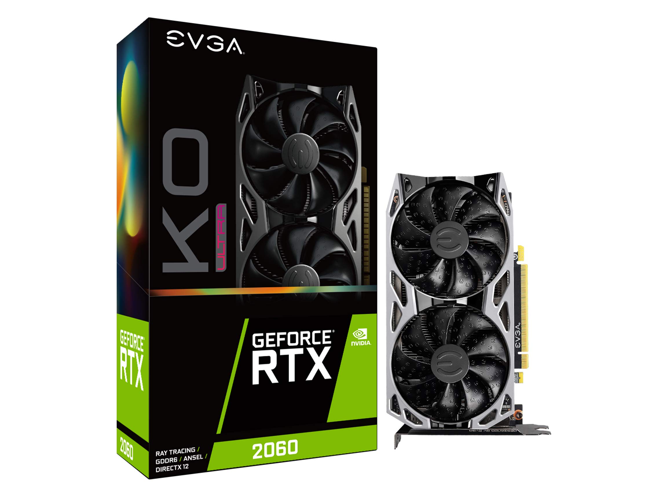 EVGA 06G-P4-2068-KR GeForce RTX 2060 KO Ultra Game, 6GB GDDR6, dual fan, metal back