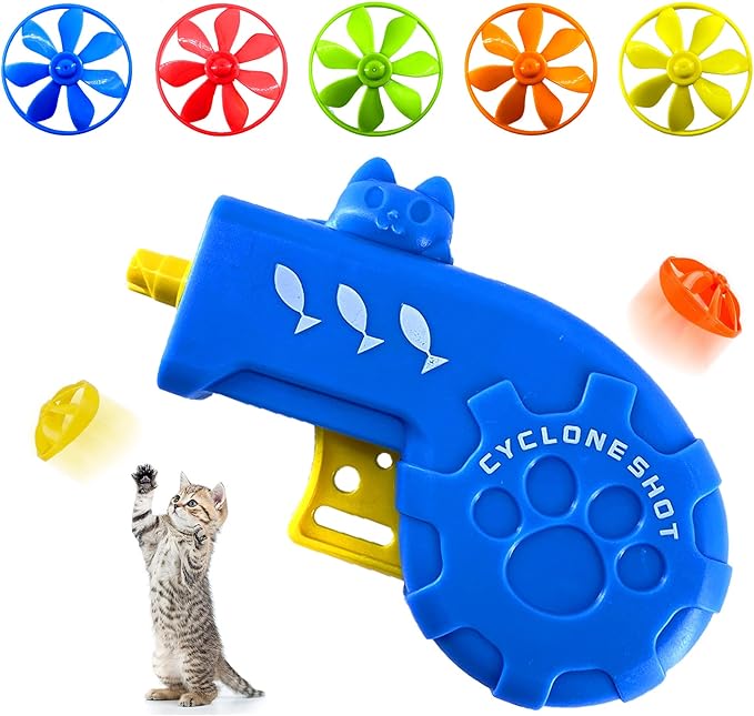 飞碟发射器玩具,带彩色飞翔螺旋桨,用于旋转射手,儿童和宠物飞盘玩具