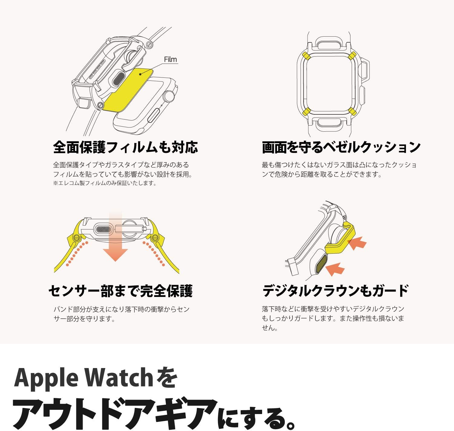 Elecom Apple Watch 表带保护壳nestout Series 5 4 44 毫米 卡其色aw 44bcnestkh 亚马逊中国 数码影音
