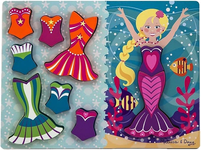 melissa &amp; doug 19023 美人鱼装扮木质粗拼图(9 块)