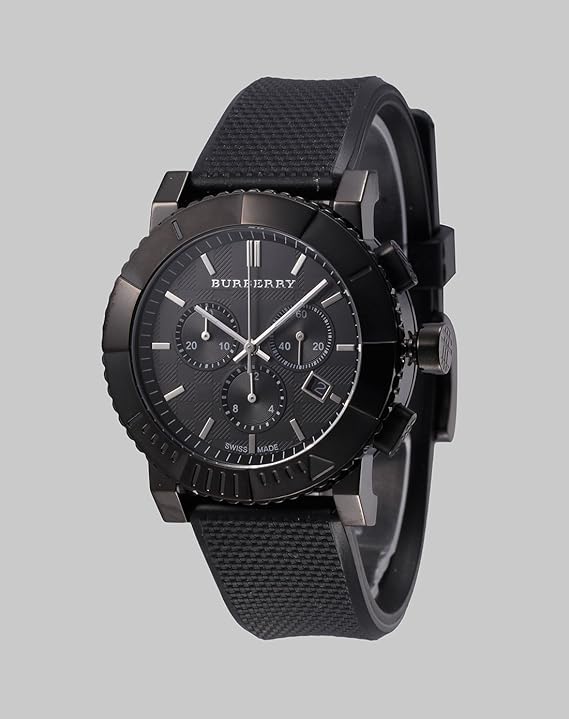 burberry 巴宝莉 时尚运动黑色橡胶时装男表 bu2301