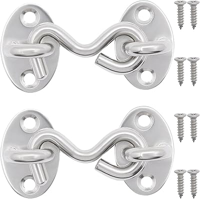 1 厘米)谷仓门锁,机舱挂钩,门旋转,门钩,带安装螺丝(银色)