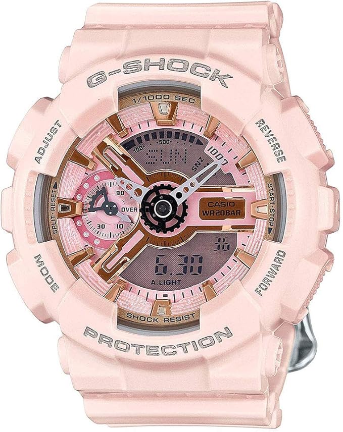casio 卡西欧 g - shock 女式手表 金和粉色表盘 粉色树脂石英 gma