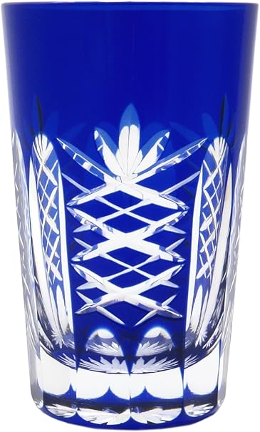 江户切子玻璃杯 含化妆盒 四折矢来 蓝 To 302 すみだ江戸切子館 价格报价图片