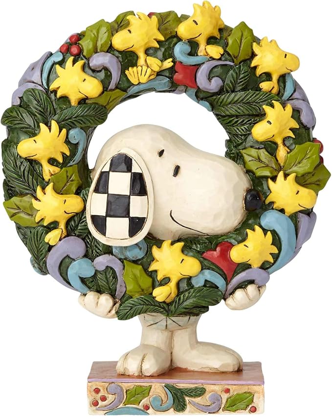 enesco 花生 jim shore snoopy woodstock 花环雕像