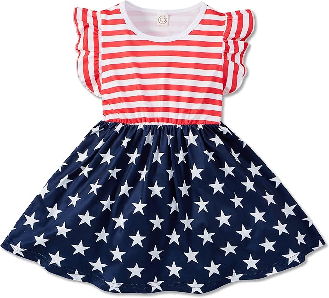 幼儿儿童女婴7 月4 日礼服美国国旗服装爱国服装条纹星星独立日背心裙一个6 12 Months Aweyoo 服饰箱包 亚马逊中国