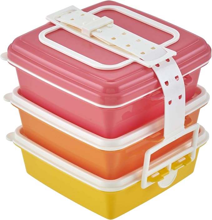 t-world 堆叠式野餐箱方形3层 粉色 s 『colors』 4073 : 亚马逊中国: