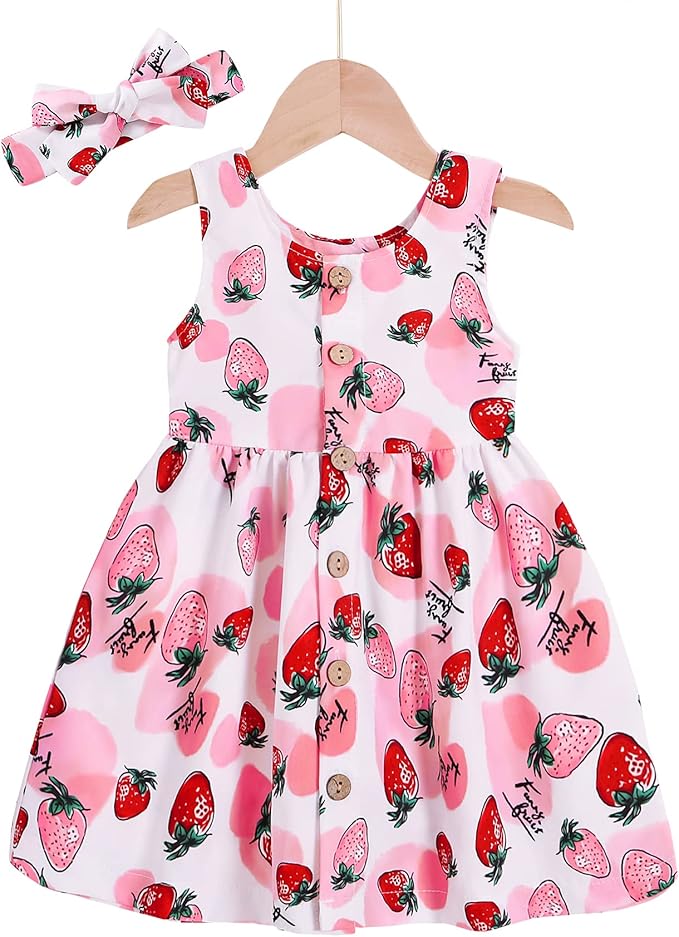 younger tree 幼儿连衣裙柠檬女婴菠萝水果连衣裙夏季女孩连衣裙春季