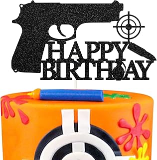 gun happy birthday 蛋糕装饰,手枪生日蛋糕装饰,男士男孩女士生日