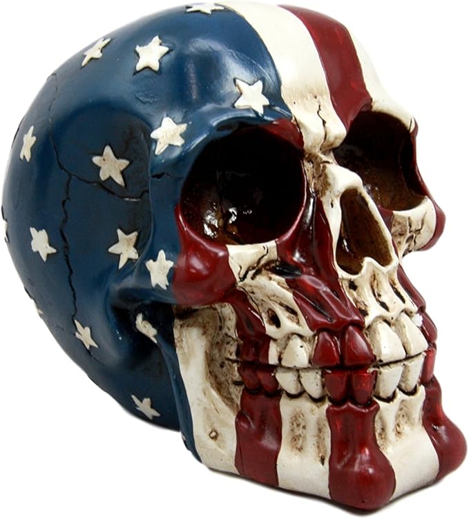 atlantic collectibles 爱国美国国旗星尖角横幅骷髅装饰雕像