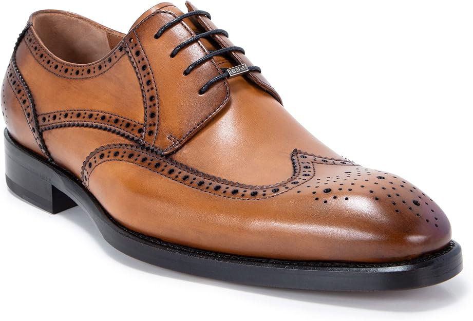 男式正装鞋牛津德比正装鞋复古胎面牛皮真皮男式婚礼鞋