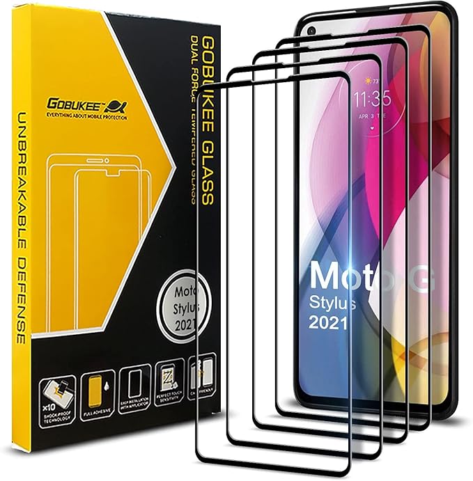 gobukee [4 件装]适用于摩托罗拉 moto g stylus 2021 屏幕保护膜钢化