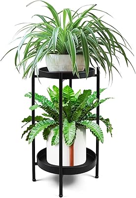 金属植物支架适用于室内户外植物,2 层高层层花盆支架适用于角落,垂直