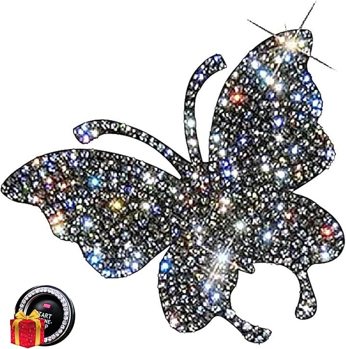 spanice 水晶汽车贴纸装饰汽车闪亮汽车徽章贴花装饰内饰配件(蝴蝶)