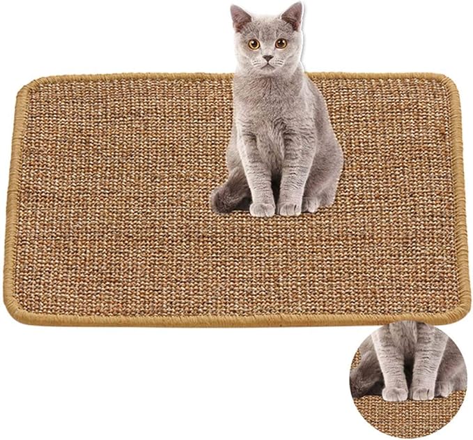 9 厘米)天然剑麻猫爬板垫,猫凉垫,水平猫地板抓板地毯 - 磨爪,保护