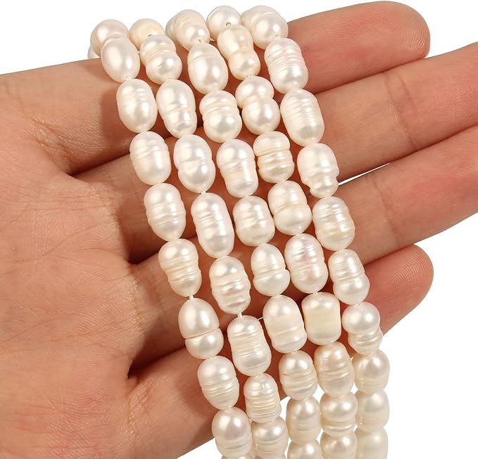 song xi 6x7mm 天然淡水养殖珍珠珠白色椭圆形珍珠散珠,用于珠宝制作