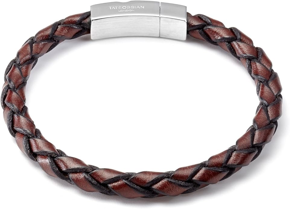 tateossian 男式皮革单环绕式scoubidou 手镯 - 棕色