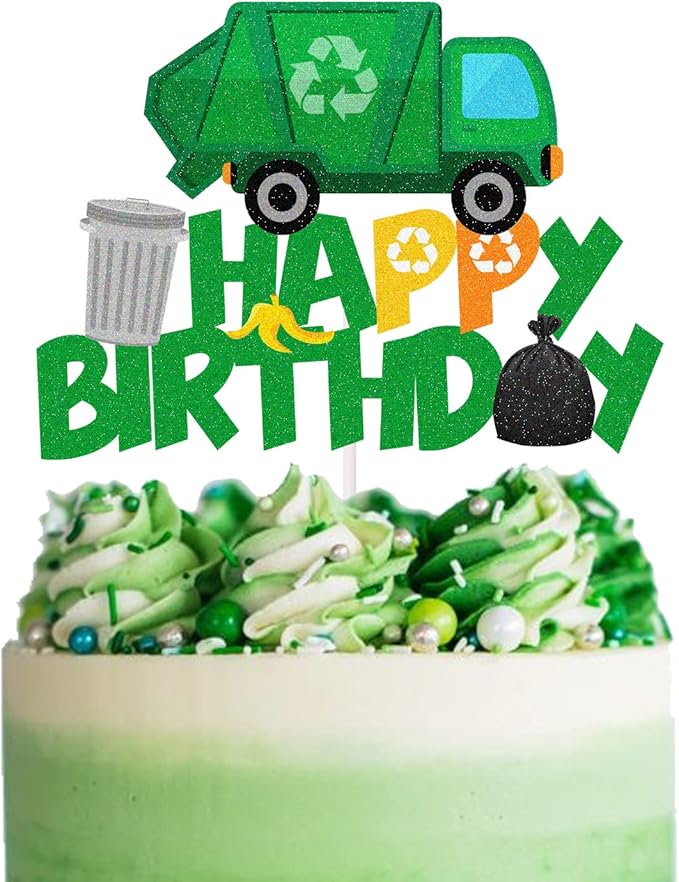 垃圾车蛋糕装饰垃圾车生日派对用品废物管理回收主题装饰儿童生日派对