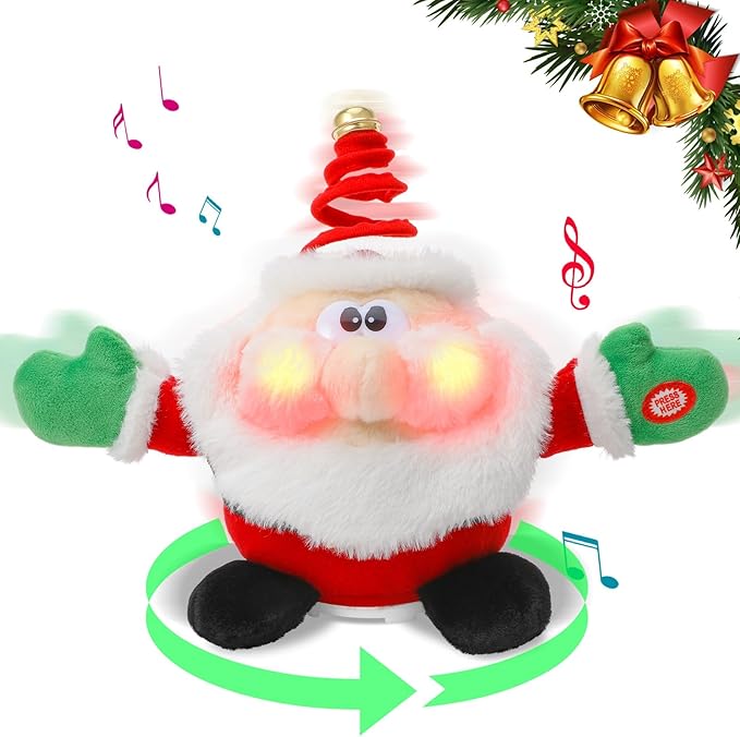 led 填充动物唱歌跳舞圣诞老人毛绒玩偶圣诞鲁道夫毛绒玩具男孩女孩