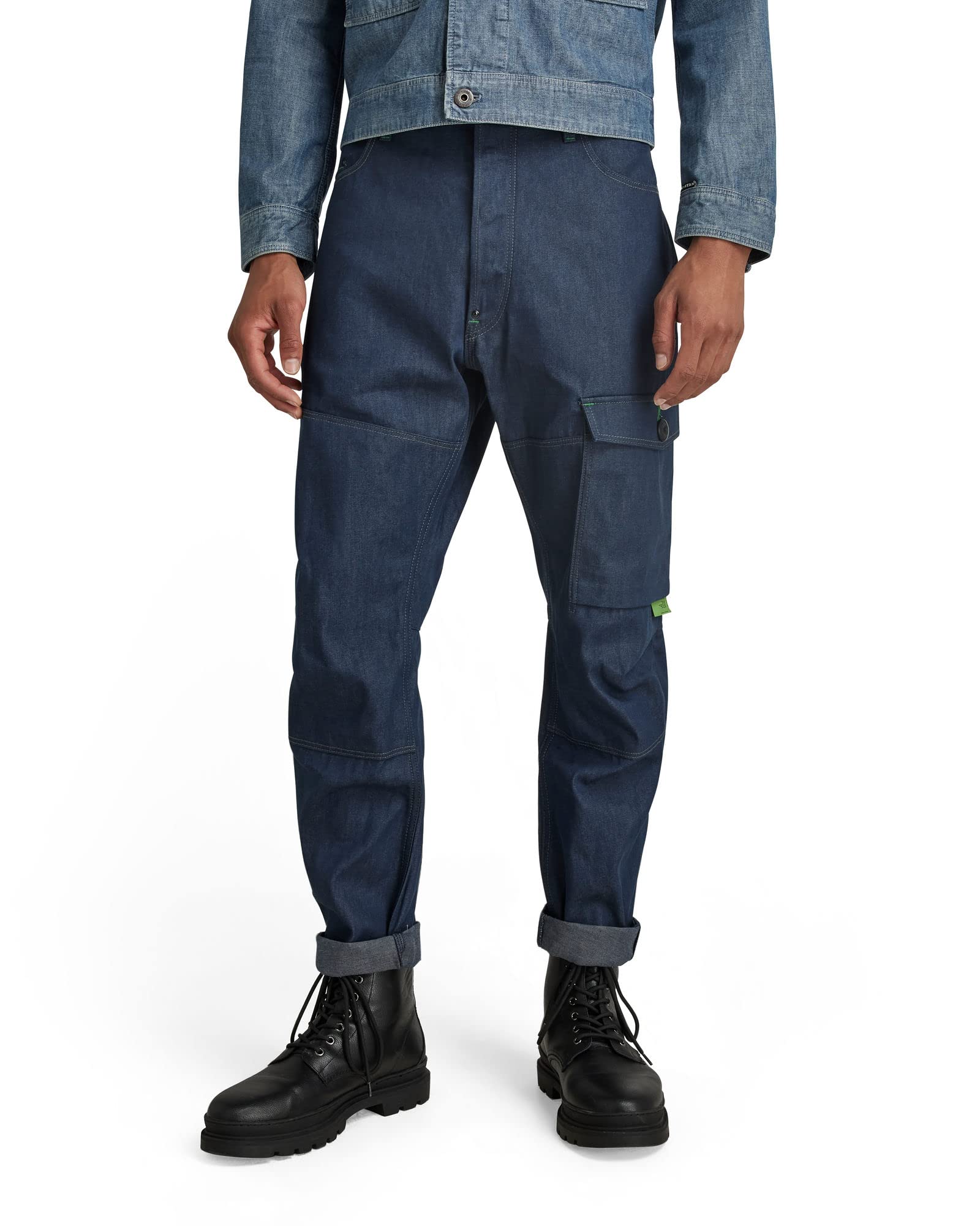G-STAR RAW Men's Bearing 3D Cargo Pants, blue (Raw Denim C970-001), 33W / 30L