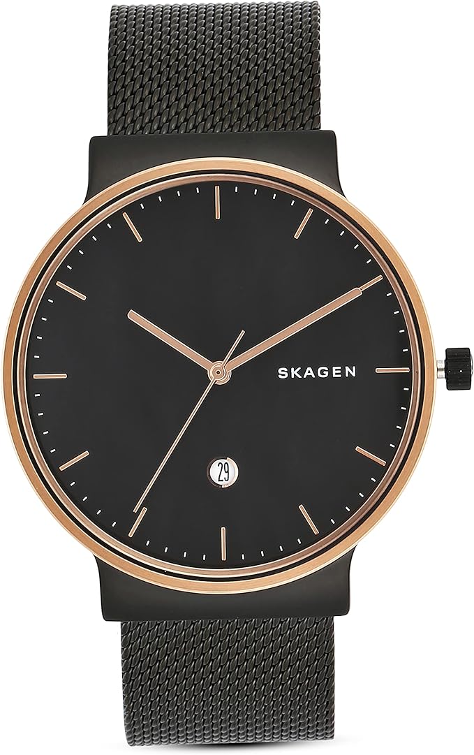 skagen 男士 ancher 不锈钢网状石英手表