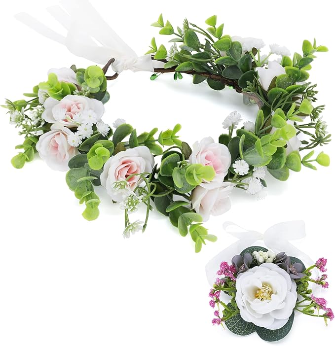 unicelucky 女士手工花冠孕妇 photoshoot 花卉皇冠头带花环花环头饰