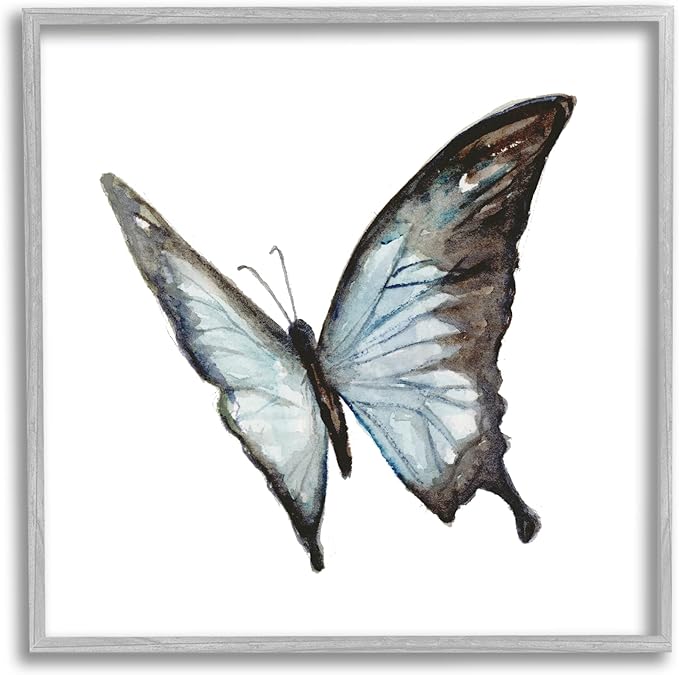 stupell industries ulysses 蝴蝶儿童幼儿园昆虫水彩画灰色框架墙