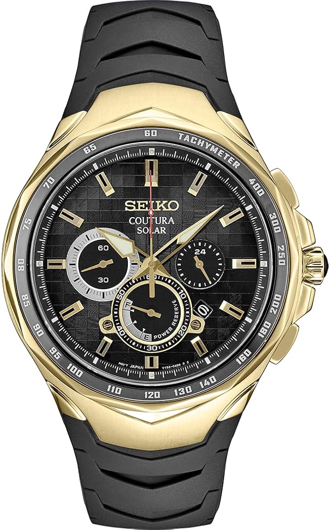 seiko 精工 男士不锈钢日本石英正装手表 橡胶表带 黑色 10(型号 ssc