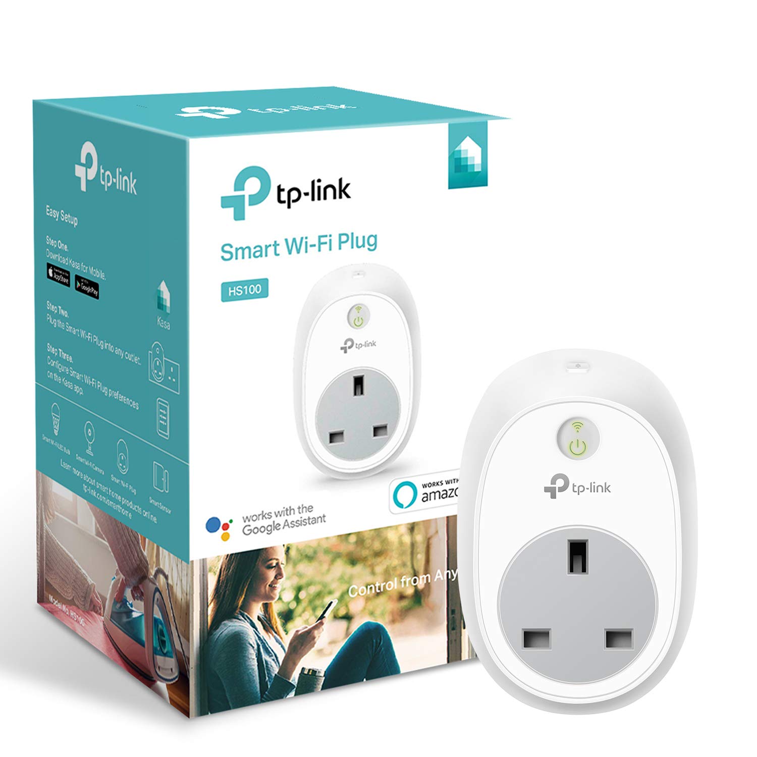 TP-LINK Kasa Smart plug,Wi-Fi socket, with Amazon Alexa(Echo and Echo Dot),Google Home and Samsung SmartThings, wireless smart socket remote timer switch, no hub required (HS100)