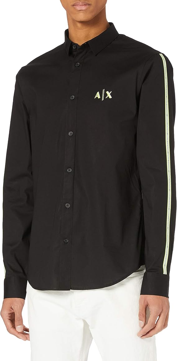 ax armani exchange 男式长袖手臂细节标志可持续再生棉 polo 衫