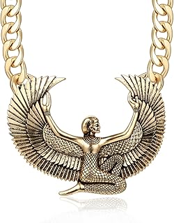 女式古埃及金女神 isis 颈链项链嘻哈粗链女巫翅吊坠服装鸡尾酒珠宝
