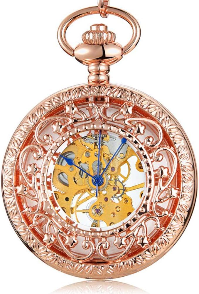 leyuana复古机械怀表男士手动上链手表镂空雕塑骨架蒸汽朋克罗马数字