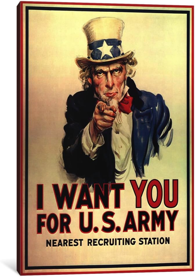 icanvasart 5052-1pc3-40x26 uncle sam: i want you!