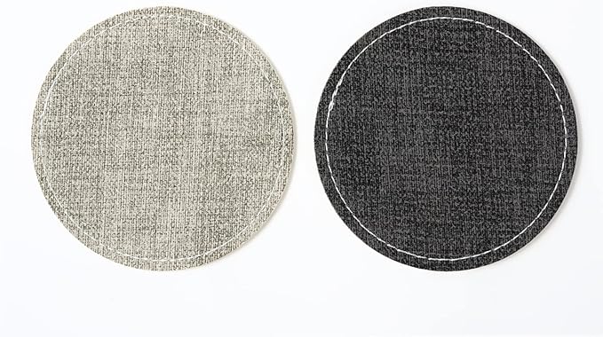 牛仔布风格杯垫2片set(黑色花纹,灰色花纹)10set