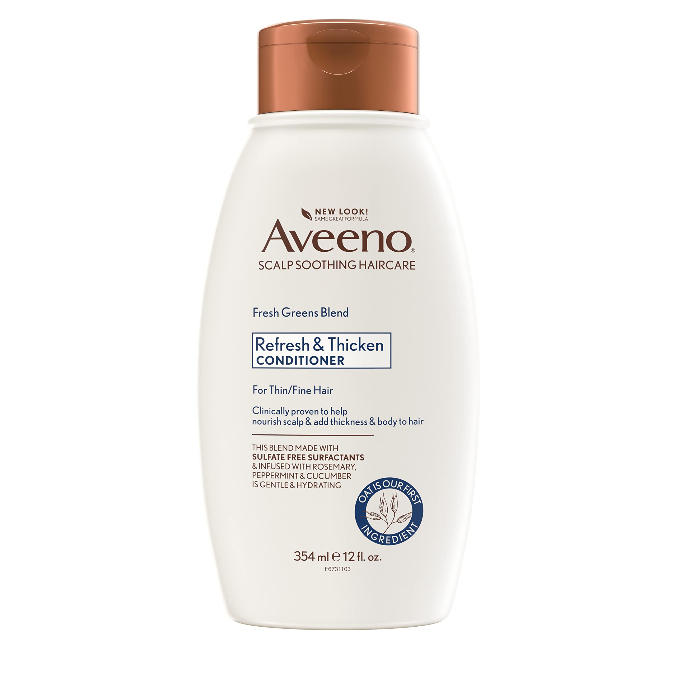 Aveeno Fresh Greens Blend, sulfate free, rosemary, mint and cucumber for thick, nourishing, clean, volumizing and fine hair, preservative-free, oz. (54ml)
