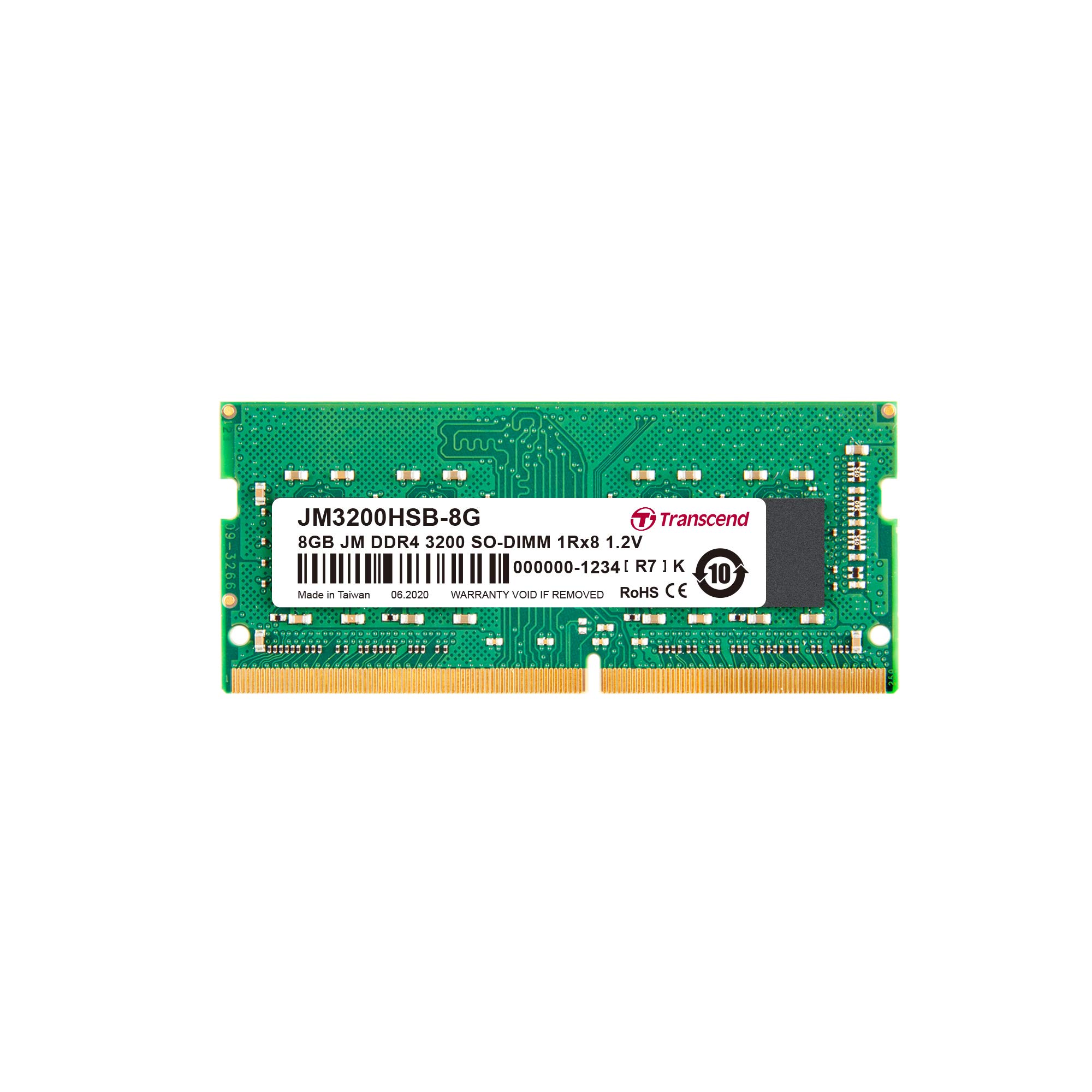 Transcend JM3200HB-8G Memory bar 8 GB DDR4 3200 MHz Memory module (8 GB,DDR4,3200 MHz,SO-DIMM)