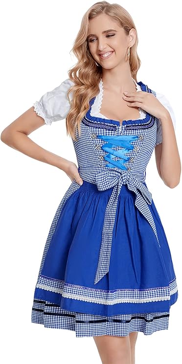 女式德国 dirndl 连衣裙巴伐利亚啤酒节狂欢节万圣节服装