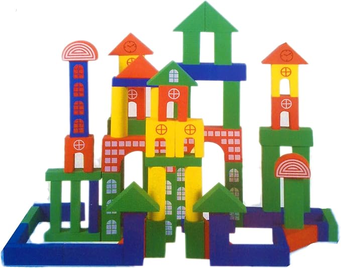 幼得乐 50粒彩色城堡积木 手提收纳盒