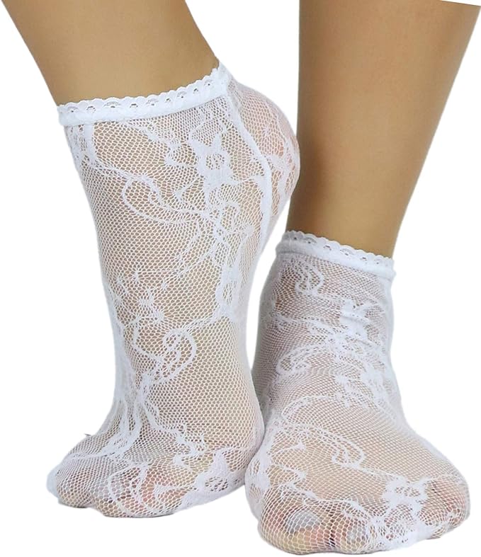 tobeinstyle 女式荷叶边纯色100% 尼龙脚踝高丝袜子