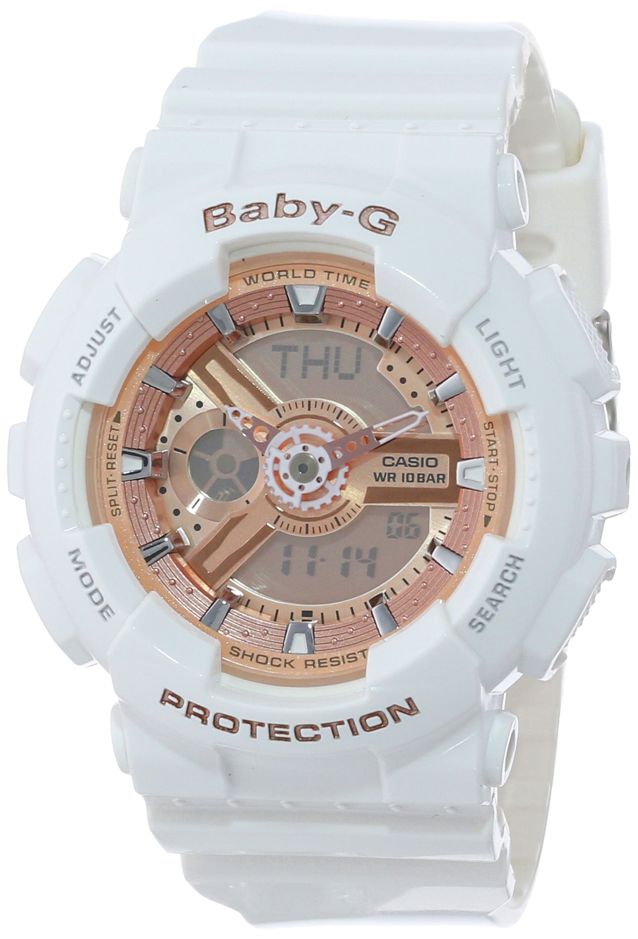 Casio Casio Women's BA-110-7A1CR Baby Rose Gold Analog Digital Watch White resin strap