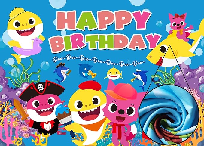 baby shark 背景海洋主题卡通婴儿鲨鱼生日装饰背景适合儿童生日派对