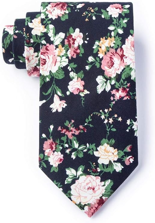 男士棉质现代朴素玫瑰花朵领带领带