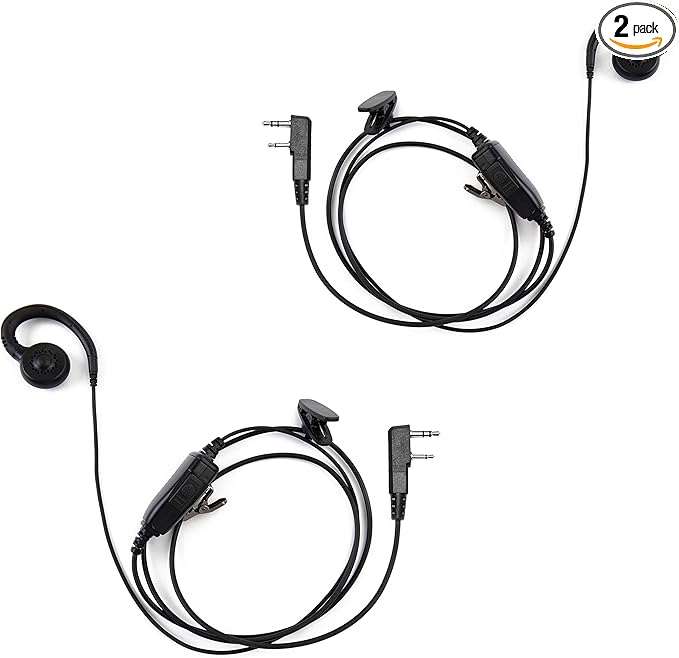 SHON 对讲机带麦克风 - 水晶透明扬声器灵活 G 型旋转耳挂,适用于建伍和