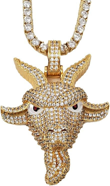 jwlryfeind白金黄金镀金黄铜山羊吊坠男女aaaaa立方氧化锆cz