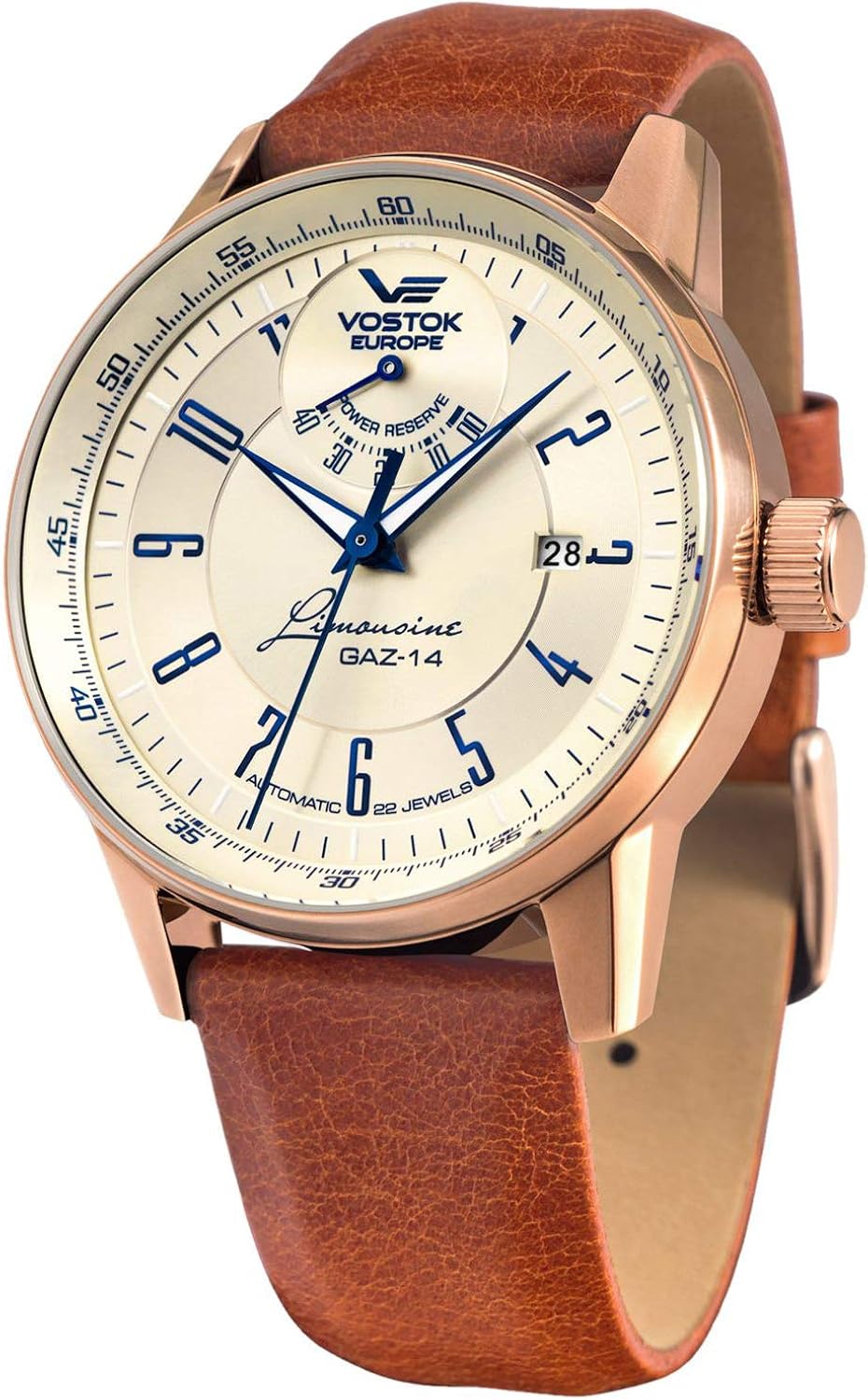 vostok europe gaz 14 男 指针 自动上链 钟表 同 小牛皮 镯子 yn85