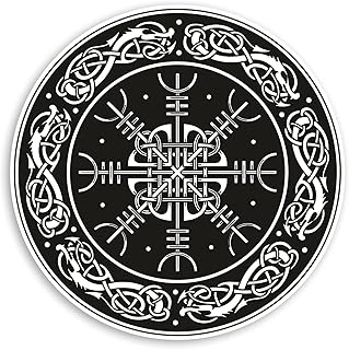 2 x 10cm 维京盾牌乙烯基贴纸 - helm of awe 恐怖纹身贴纸 #70060