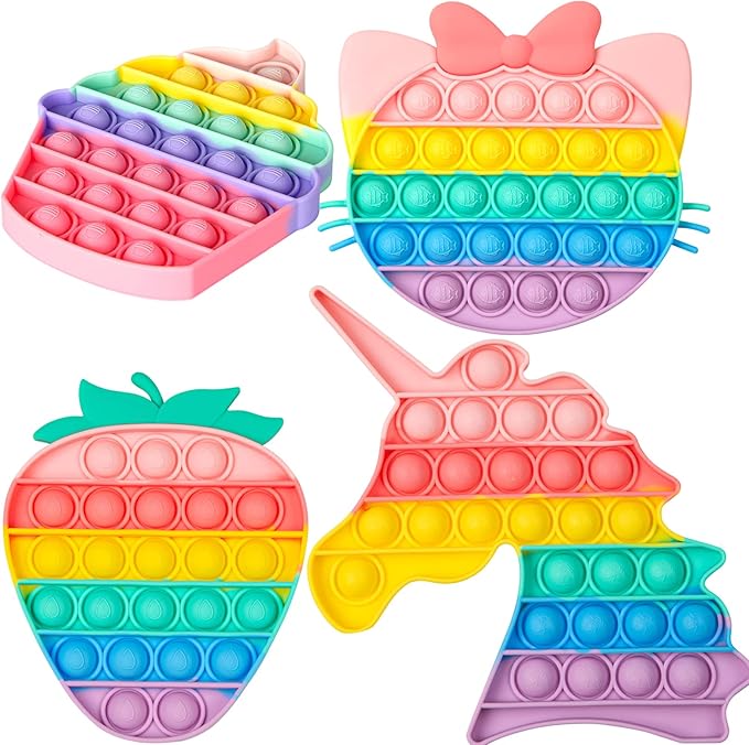 kkmo 4 件泡泡玩具感官小包* 抗*便宜的彩虹小玩包适合儿童和成人