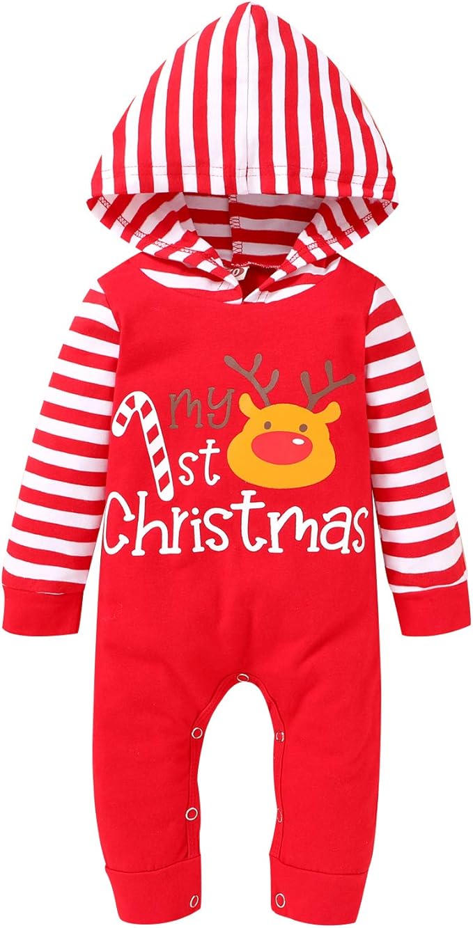 younger star 婴儿女孩男孩圣诞节感恩节服装幼儿儿童连身衣睡衣服装