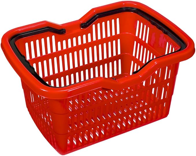 great plastic 多用途矩形篮子带手柄,红色