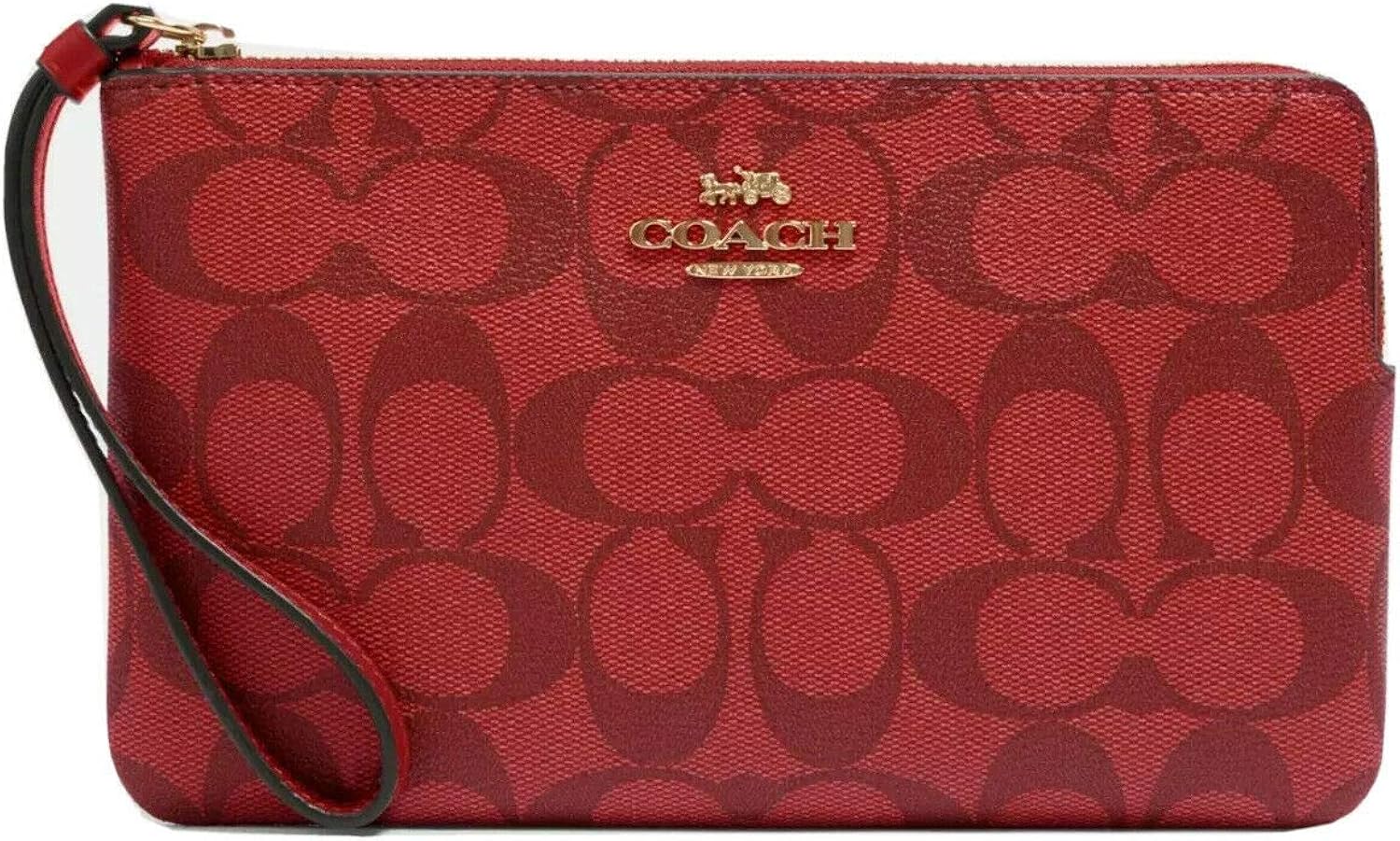 coach 蔻驰女式大角拉链手拿包,标志性帆布